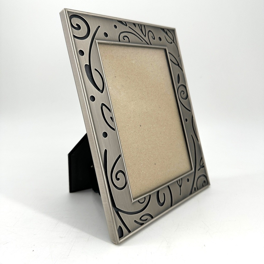 Metal Swirl Art Nouveau Inspired Tabletop Picture Frame 5x7 Photo Silver Tone